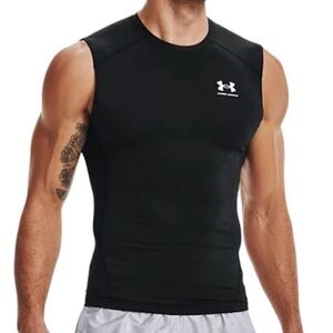 Under Armour Compression Heat Gear Sleeveless Shirt Tank Muscle Black Athletic L